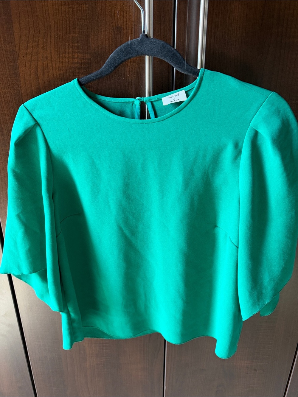 Wilfred Teal Green Flutter-Sleeve Blouse XS